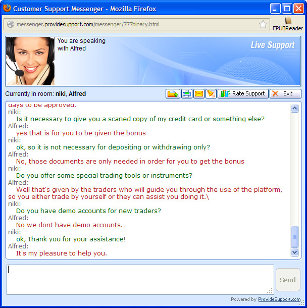 Binary options live chat