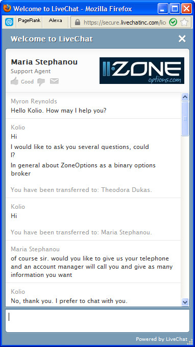 ZoneOption Chat Preview