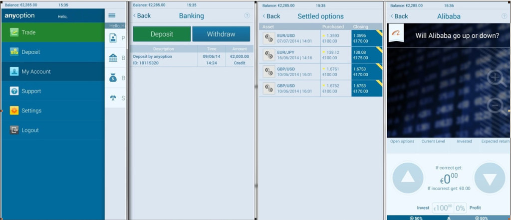 AnyOptions Mobile Trade App Preview