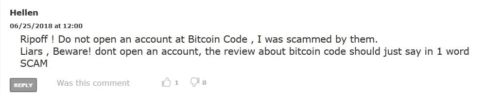 Bitcoin Code Hellen Complaint