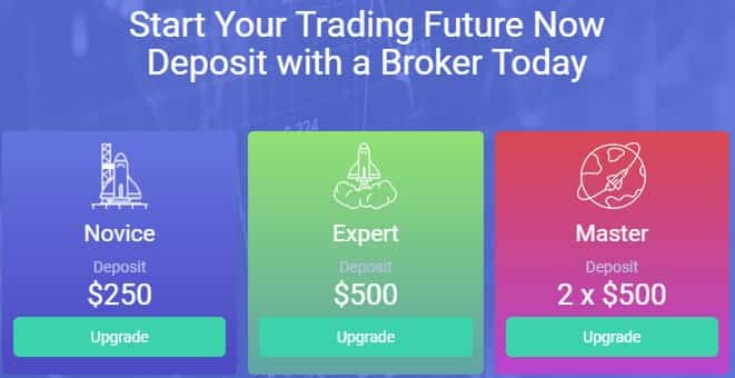 FXMasterBot deposit with a broker